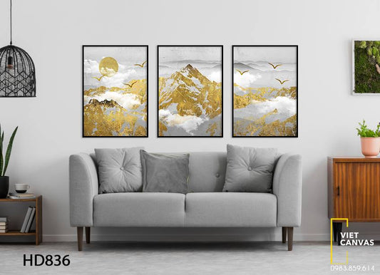 Bộ 3 Tranh Núi Vàng Hùng Vĩ - HD836