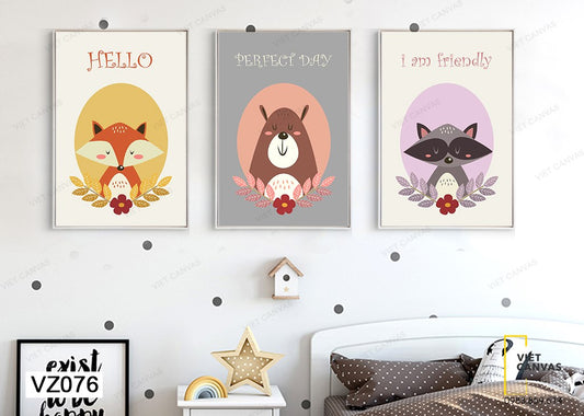 Bộ 3 Tranh Hoạt Hình Động Vật - VZ076