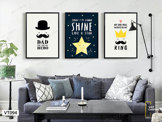 Bộ 3 Tranh Chiếc Nón, Vương Miện Và Ngôi Sao - VT094