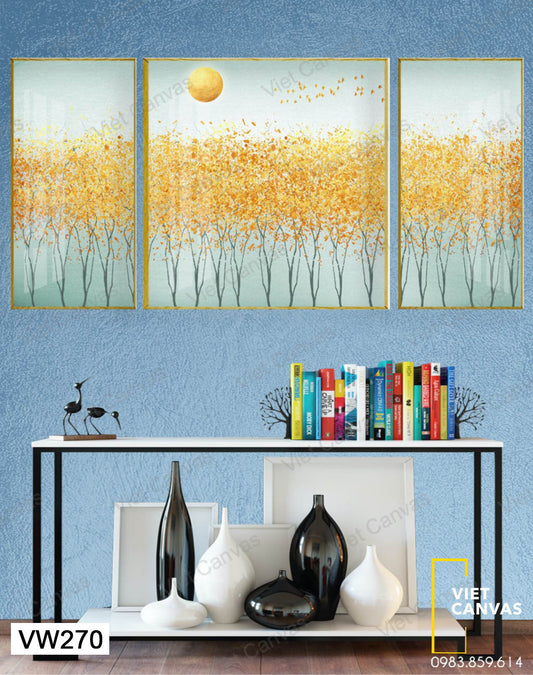 Bộ 3 Tranh Rừng Cây Vàng Ấn Tượng - VW270