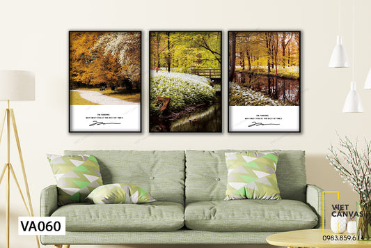 Bộ 3 Tranh Rừng Cây Vàng Mùa Thu - VA060