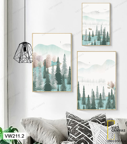 Bộ 3 Tranh Rừng Thông Xanh - VW211.2