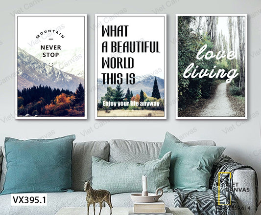 Bộ 3 Tranh Rừng Xanh Và Quotes - VX395.1