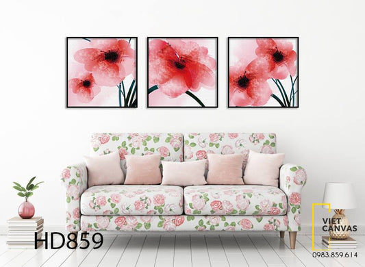 Bộ 3 Tranh Sắc Hoa Tuyệt Đẹp - HD859