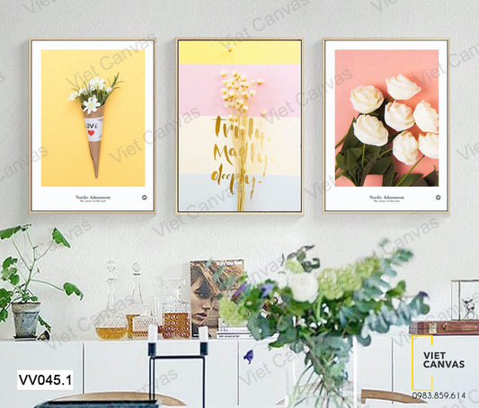 Bộ 3 Tranh Sắc Hoa Ngọt Ngào Và Quotes - VV045.1