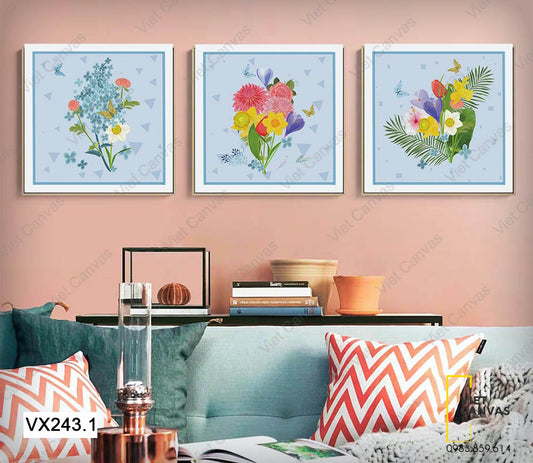Bộ 3 Tranh Sắc Hoa Rực Rỡ - VX243.1