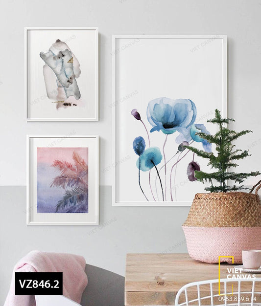 Bộ 3 Tranh Hoa Lá Và Tàu Lá Dừa - VZ846.2
