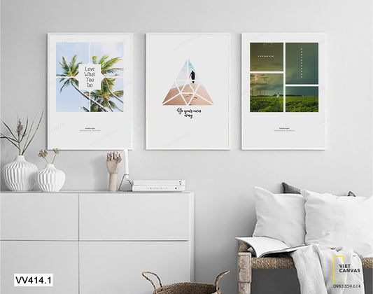 Bộ 3 Tranh Cây Dừa Và Đồng Xanh - VV414.1