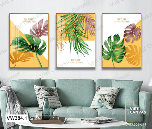 Bộ 3 Tranh Sắc Màu Lá Cây - VW384.1