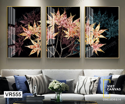 Bộ 3 Tranh Sắc Màu Lá Cây - VR555