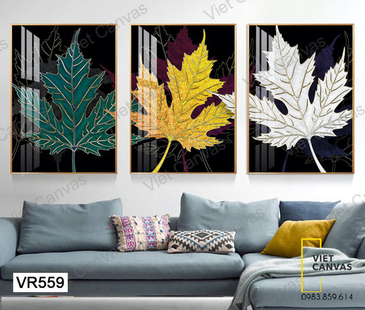 Bộ 3 Tranh Sắc Màu Lá Cây - VR559