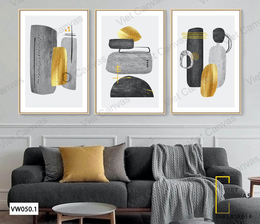 Bộ 3 Tranh Sắc Màu Những Khối Đá Quý - VW050.1