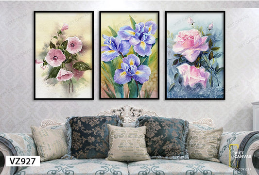 Bộ 3 Tranh Chậu Hoa Toả Hương Sắc - VZ927