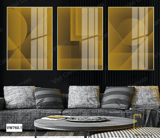 Bộ 3 Tranh Sắc Vàng Trừu Tượng - VW760.1