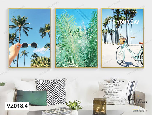 Bộ 3 Tranh Cây Cối Và Bầu Trời Xanh - VZ018.4