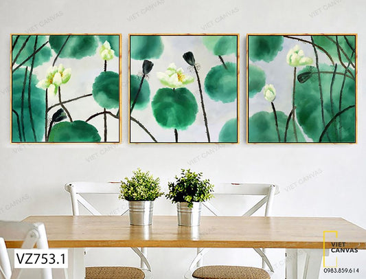 Bộ 3 Tranh Tán Lá Cây Xanh Biếc - VZ753.1