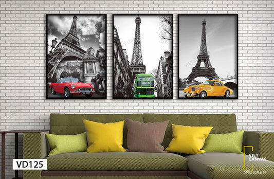 Bộ 3 Tranh Tháp Eiffel - VD125