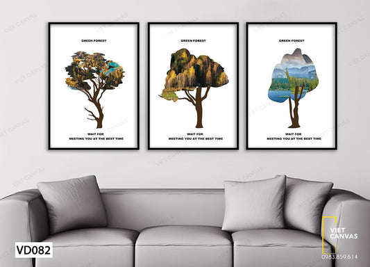 Bộ 3 Tranh Dưới Ánh Nhìn Tán Cây - VD082