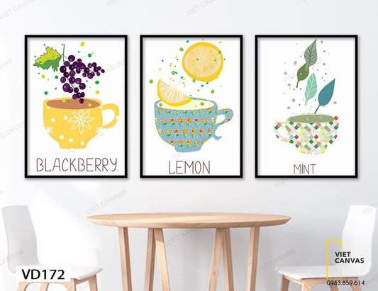 Bộ 3 Tranh Thức Uống Trái Cây - VD172
