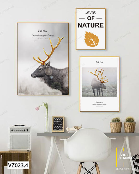 Bộ 3 Tranh Vẻ Đẹp Của Hươu Và Quotes - VZ023.4