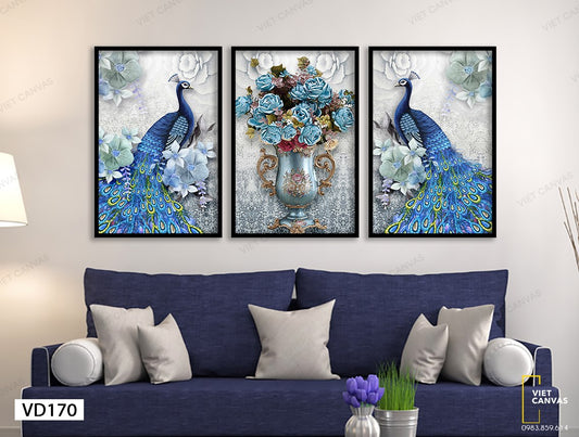 Bộ 3 Tranh Vẻ Đẹp Kiêu Kì Của Đôi Công - VD170