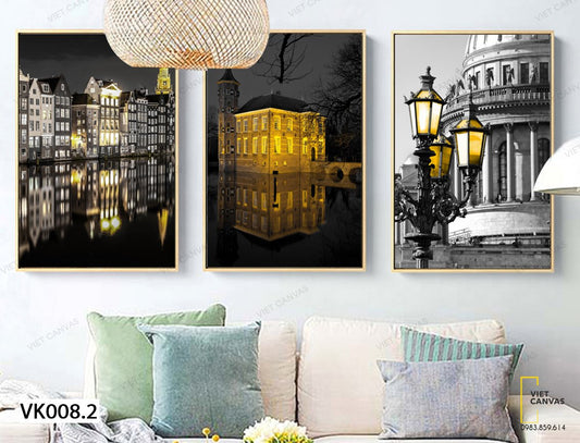 Bộ 3 Tranh Vẻ Đẹp Màn Đêm Dưới Phố - VK008.2