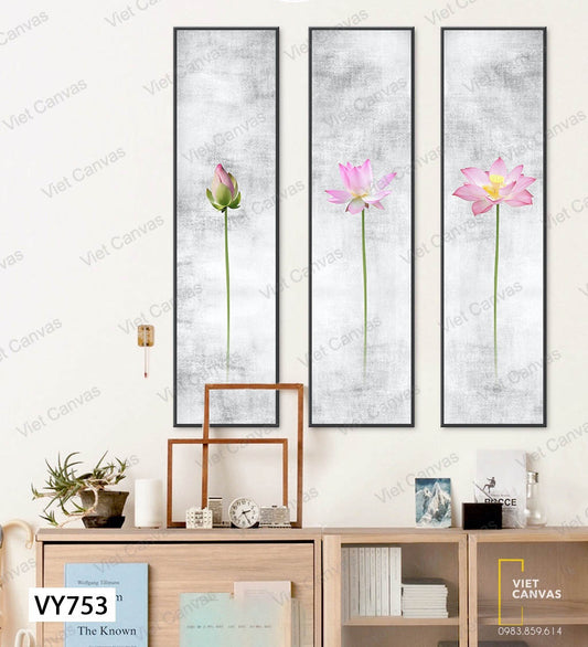 Bộ 3 Tranh Vẻ Đẹp Thuần Khiết Của Hoa Sen - VY753