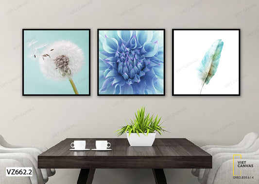 Bộ 3 Tranh Hoa Nở, Lông Vũ Và Bồ Công Anh- VZ662.2