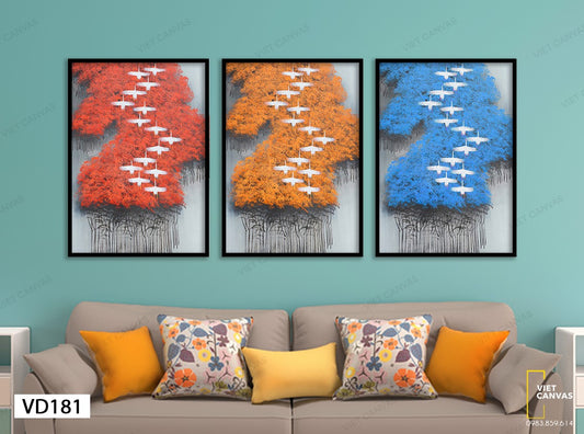 Bộ 3 Tranh Đàn Chim Bay - VD181