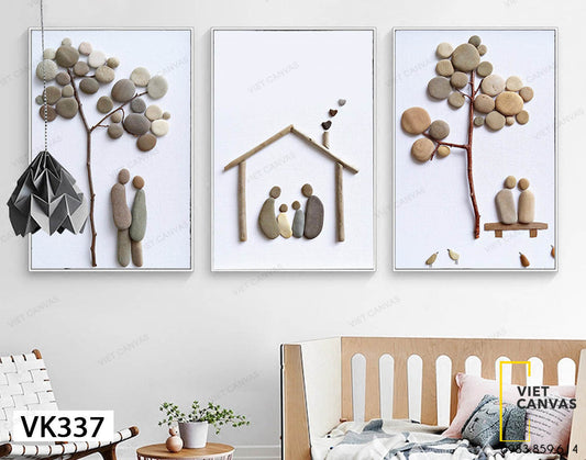 Bộ 3 Tranh Viên Đá Tạo Hình - VK337