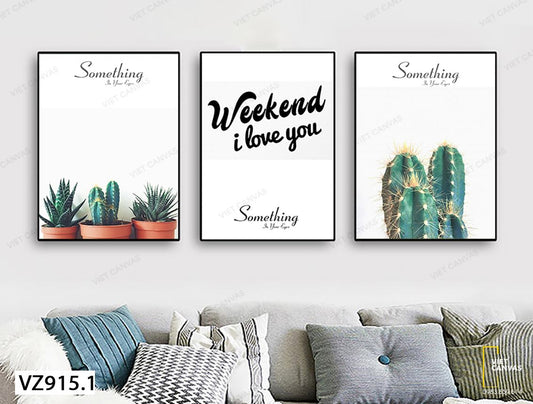 Bộ 3 Tranh Xương Rồng Và Quotes - VZ915.1