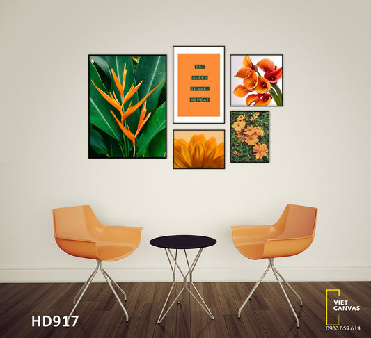 Bộ 5 Tranh Hoa Lá Và Quotes - HD917