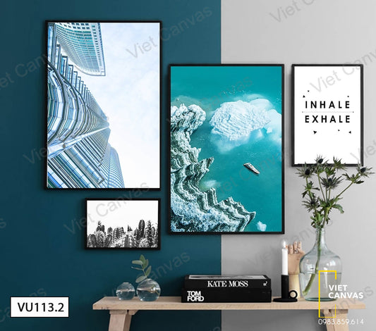 Bộ 4 Tranh Biển Tòa Nhà Và Biển - VU113.2