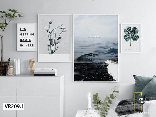 Bộ 4 Tranh Biển Và Hoa Lá - VR209.1