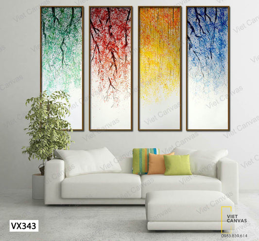 Bộ 4 Tranh Cây Tứ Màu - VX343