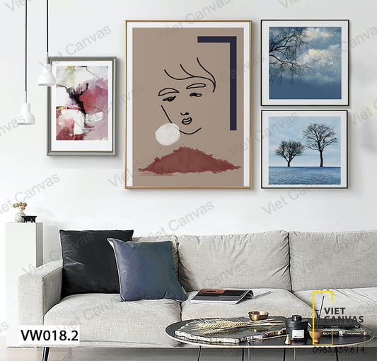 Bộ 4 Tranh Cô Gái Và Cây Khô - VW018.2