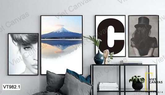 Bộ 4 Tranh Hai Cô Gái Và Đỉnh Núi - VT982.1