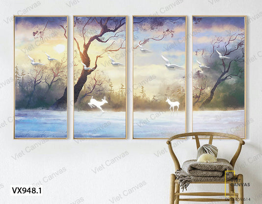 Bộ 4 Tranh Khu Rừng Thơ Mộng - VX948.1