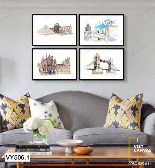 Bộ 4 Tranh Kiến Trúc Hiện Đại - VY506.1