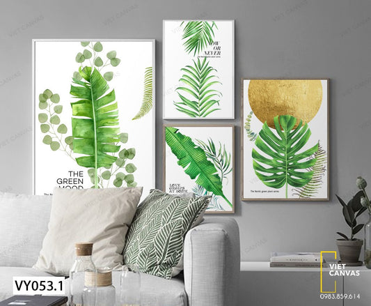Bộ 4 Tranh Lá Cây Xanh - VY053.1