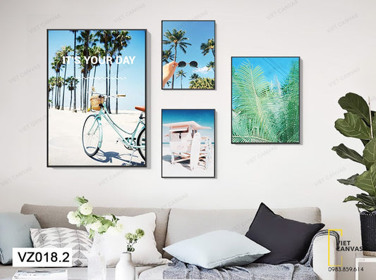 Bộ 4 Tranh Cây Cối Và Bầu Trời Tươi Mát - VZ018.2