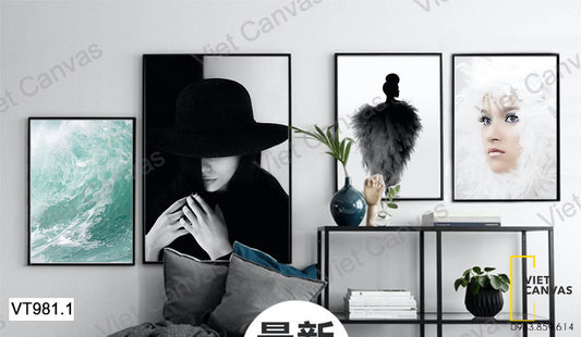 Bộ 4 Tranh Những Cô Gái Và Sóng Biển - VT981.1