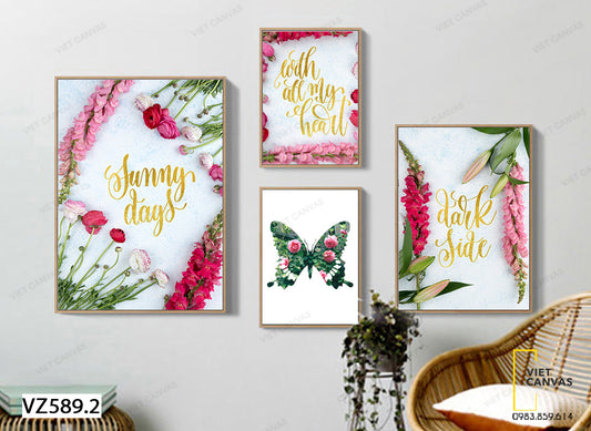 Bộ 4 Tranh Hoa Lá Ngọt Ngào - VZ589.2