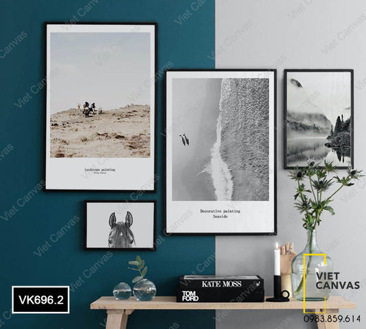 Bộ 4 Tranh Hươu, Khu Rừng, Bờ Biển Và Sa Mạc - VK696.2