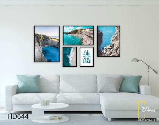 Bộ 5 Tranh Hồ Nước, Biển Cả Và Quotes - HD644