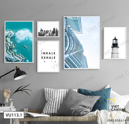 Bộ 5 Tranh Bãi Biển, Ngọn Hải Đăng Và Tòa Nhà - VU113.1