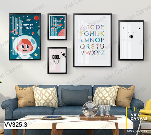 Bộ 5 Tranh Phi Hành Gia Nhí Và Gấu Trắng - VV325.3