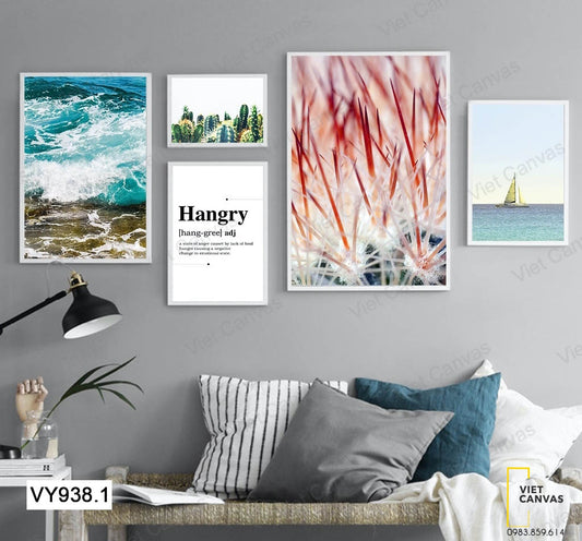 Bộ 5 Tranh Biển Cả, Xương Rồng Và Quotes - VY938.1