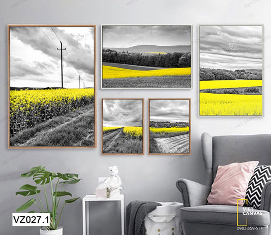 Bộ 5 Tranh Cánh Đồng Hoa Vàng Rực Rỡ - VZ027.1