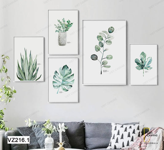 Bộ 5 Tranh Cành Lá Đẹp Nhẹ Nhàng - VZ216.1